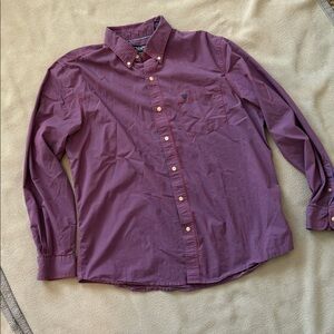 Chaps Mens Stretch Easy Care Button Down Red & Blue Plaid Long Sleeve Shirt XL